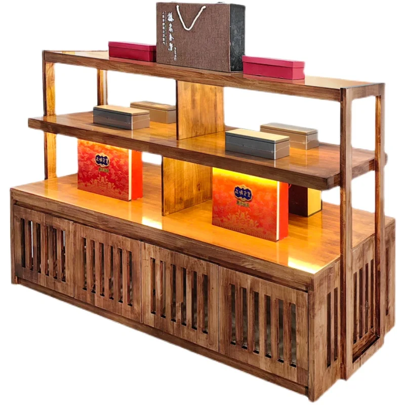 

Retro tea display cabinet Drinking Tasting Chess and card room Zhongdao house shelves, product display containers