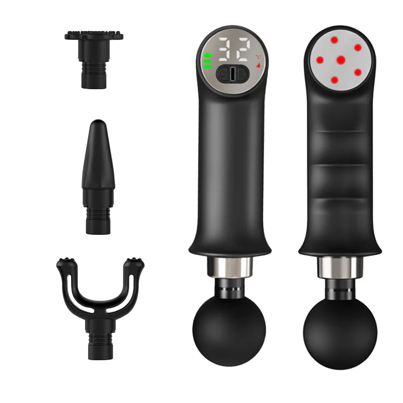 Electric Fascia Gun Red Light Hot Compress Massager Deep Tissue Percussion Muscle Mini Massage Gun Vibration Shoulder Massager