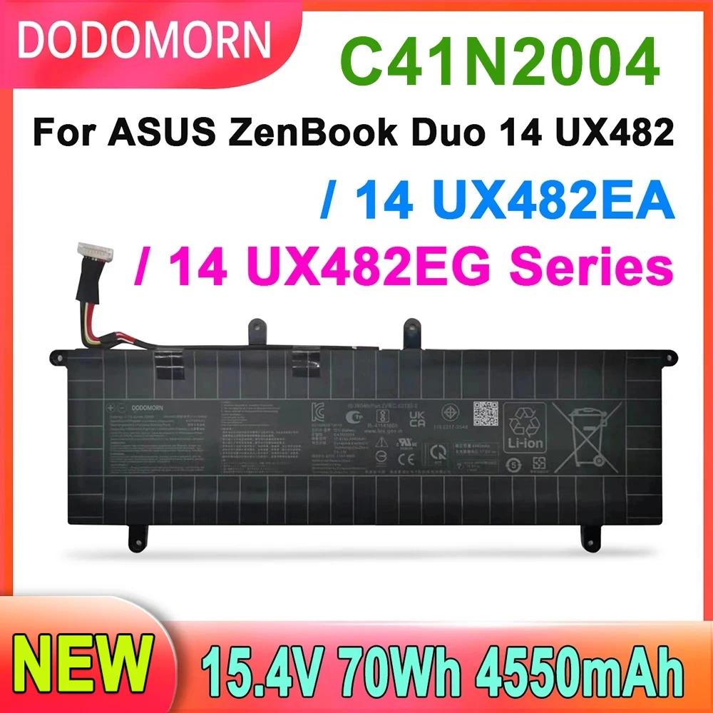 

NEW C41N2004 Laptop Battery For ASUS ZenBook Duo 14 UX482 UX482EA UX482EG Series High Quality 15.4V 70Wh 4550mAh 2 Year Warranty