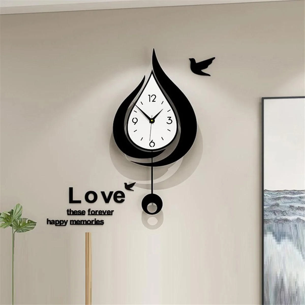 N18R Living Room Wall Clock, Dining Room, Entrance Clock Home Silent Punch-Free Clock