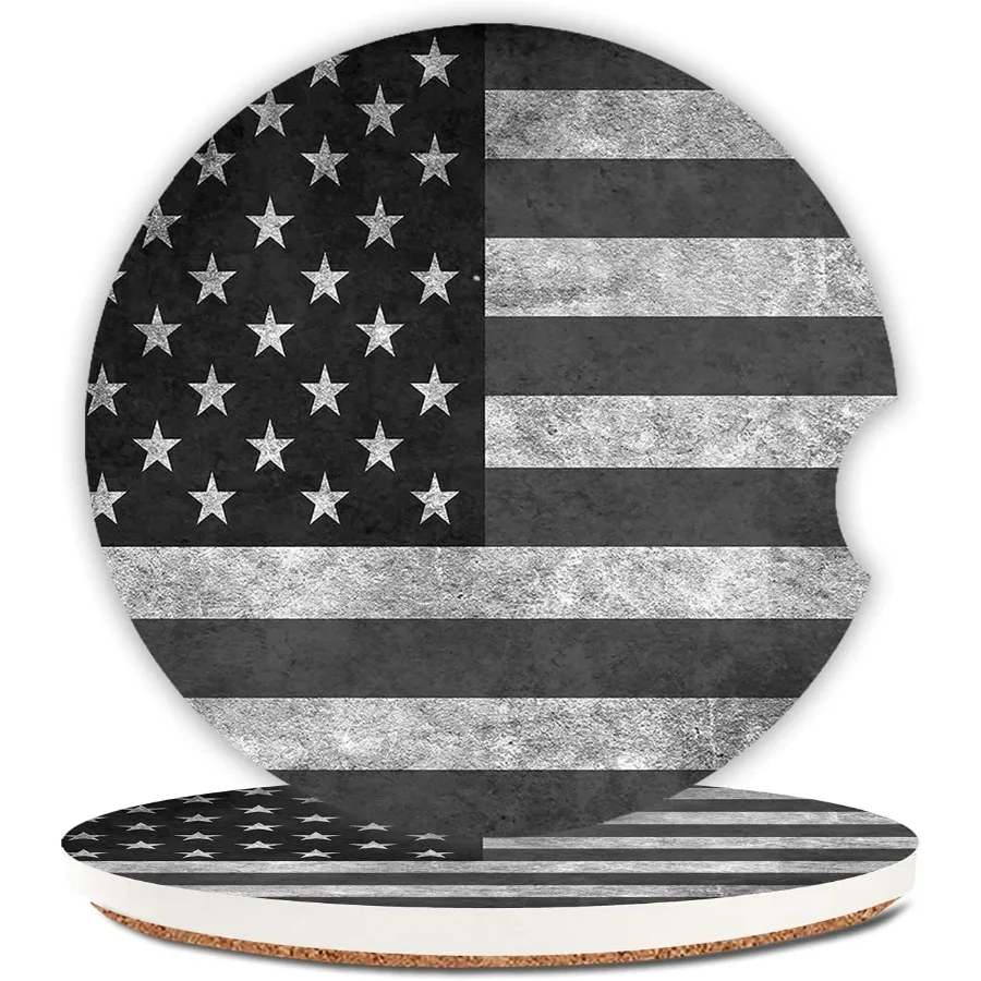 

Черный, серый флаг Aan, впитывающие подстаканники, автомобильные подставки, керамический камень, набор подставок для напитков для женщин и мужчин, 2,56 дюйма, 2 шт.