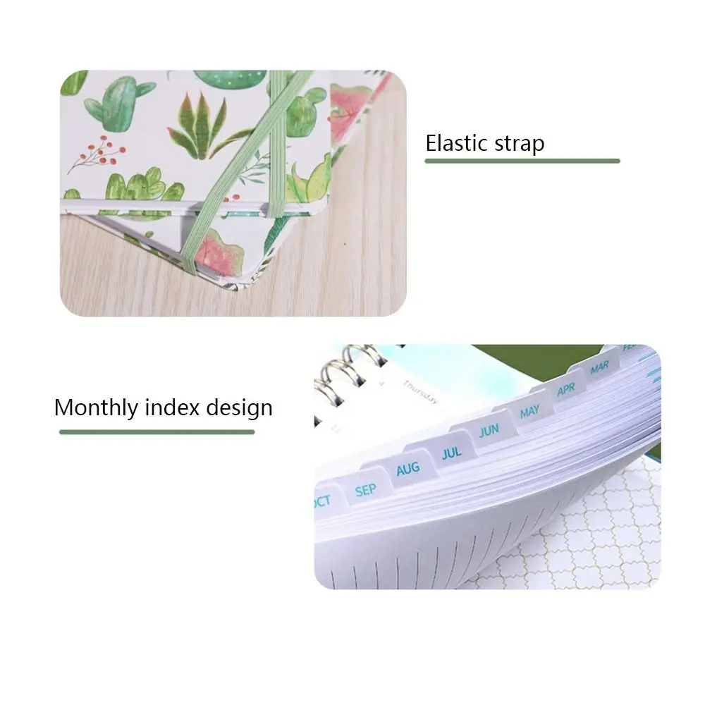 Monthly 2025 English Agenda Book Loose-leaf Coil Planner Organizer Flowers Diary Notebook To Do List Practical