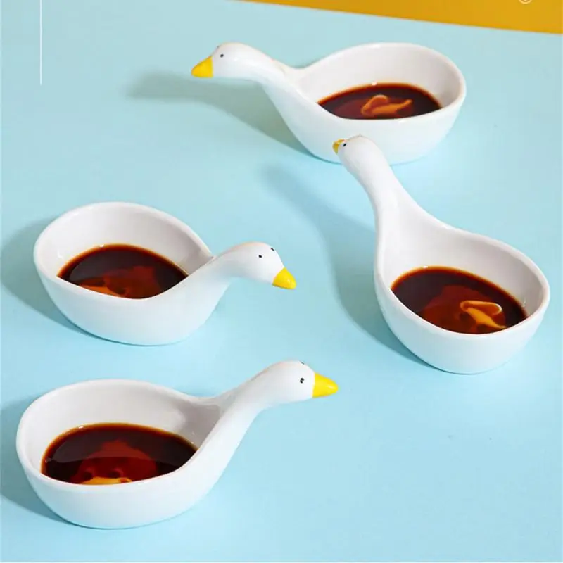 Creative Ceramic Soy Sauce Bowl Swan Duck Condiment Dish Ceramic Snack Cute Seasoning Plates Seasoning Plates Tomato Sauce Dish