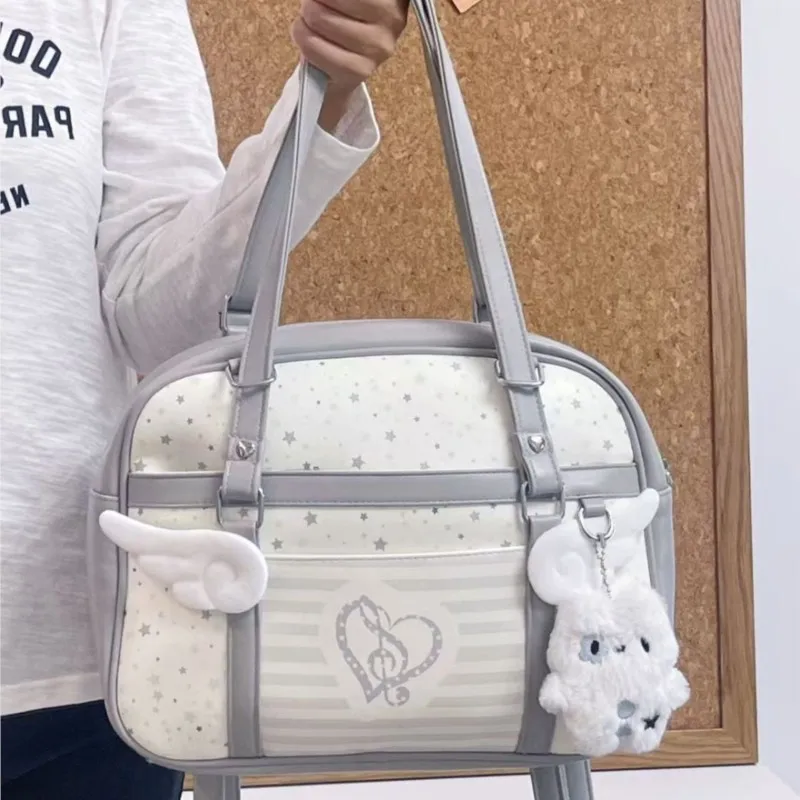 Japanese Harajuku Wing Messenger Bag Women Star Print Large Capacity Shoulder Bags Ladies Uniform Multi Functional Backpack 2025