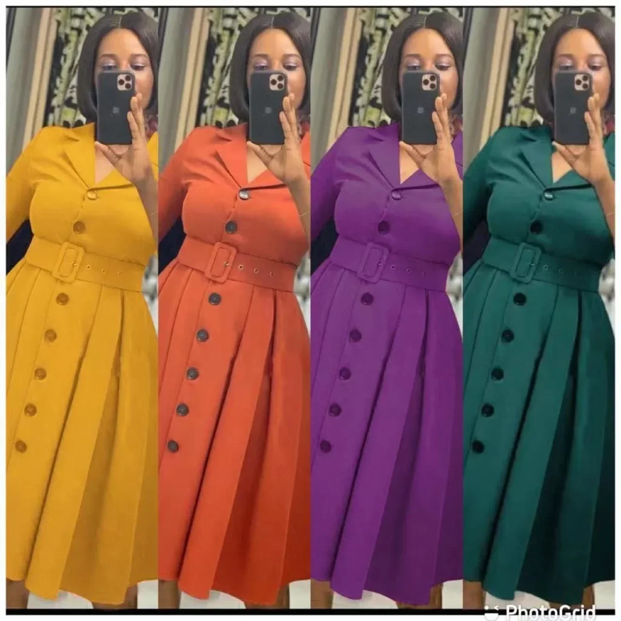 2023 African Dresses for Women Spring Autumn African Women V-neck Polyester Solid Color Knee-length Dress African Clothes Women