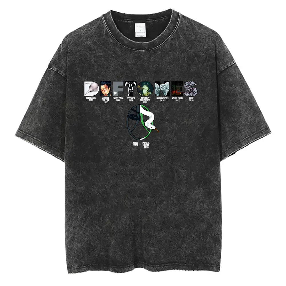 

Alternative Metal Rock Band Deftones Music Album Cover Washed Vintage T-shirt Men Retro Gothic Punk Oversized T Shirt Streetwear