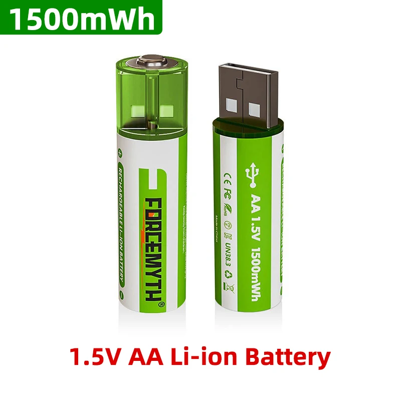 

1.5V AA USB Battery 1500mWh Rechargeable Li-ion AA Battery For Remote Control Mouse Small Fan Electric Toy Household Appliances