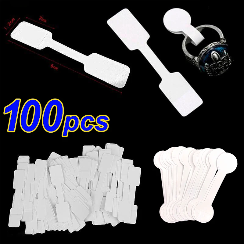 

100Pcs Jewelry Price Tags Blank Paper Self Adhesive White Blank Price Tags for Necklace Earring Bracelet Price Rectangle Labels