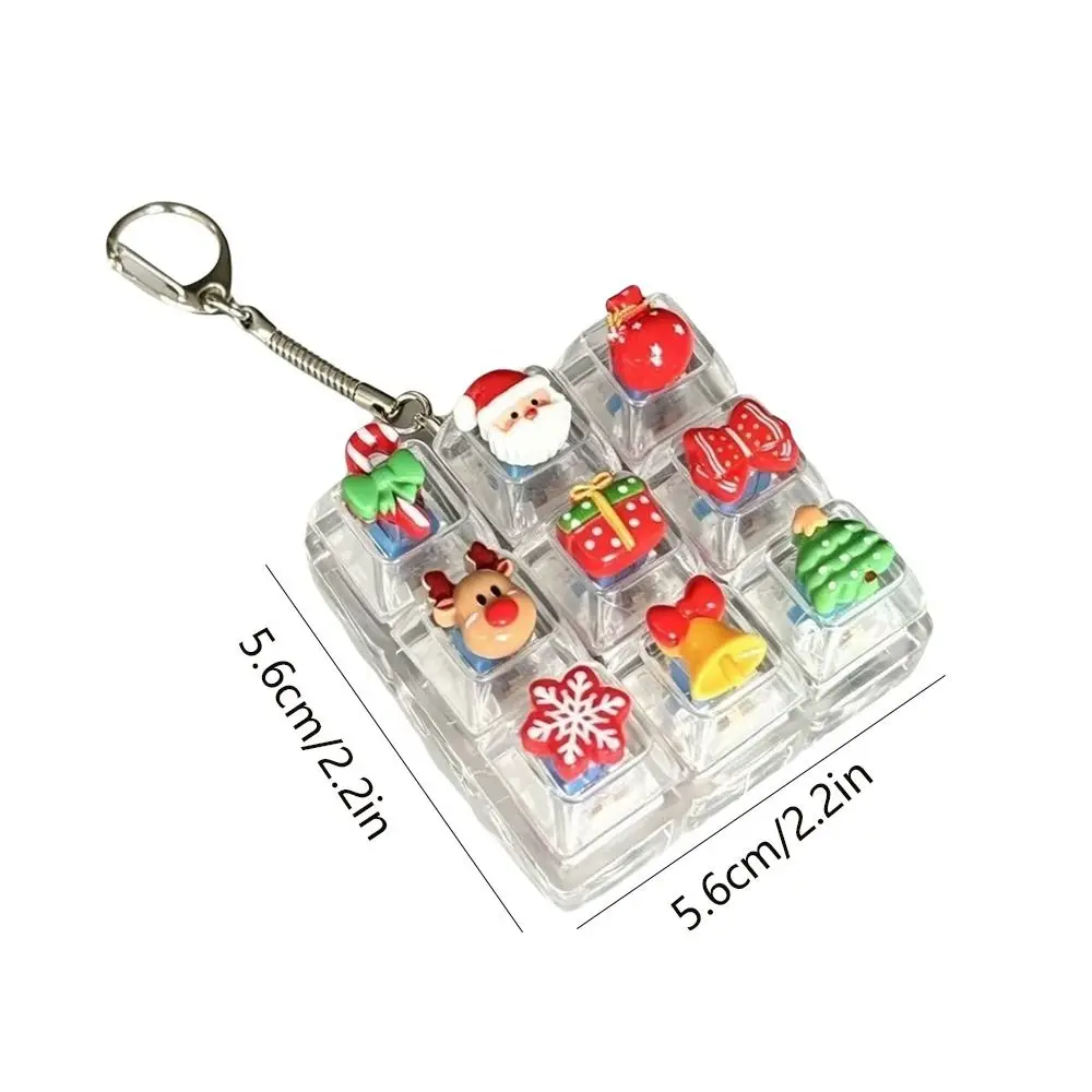 9-Tasten-Weihnachtstastatur-Schlüsselanhänger, niedlicher Weihnachtsbaum, quadratischer Fidget-Schlüsselanhänger, Schneeflocke, Elch-Knopf, zur Stressreduzierung – Detail 1
