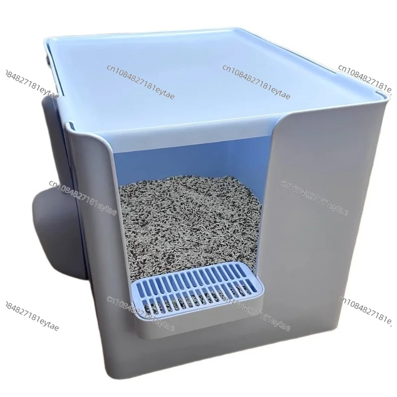 Modern Semi Enclosed Large Cat Litter Box Anti Splash Pet Toilet with Cover Stylish Litter Tray