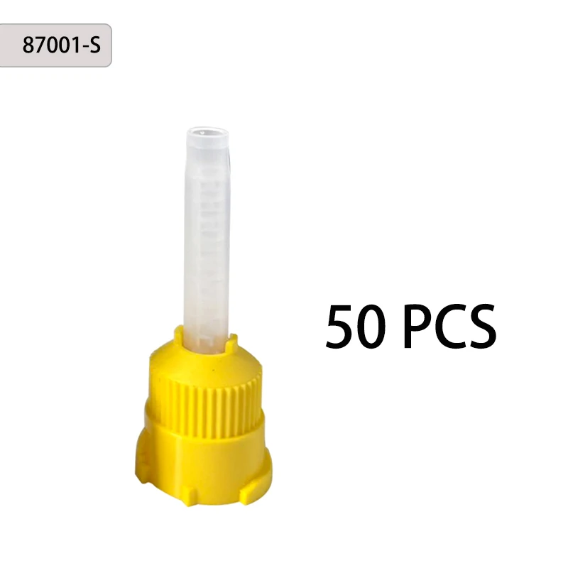 50/100 Stück Dental-Mischspitzen, Einweg-Mischköpfe für Silikonkautschuk, gelb, 1:1, Dentalmaterialien