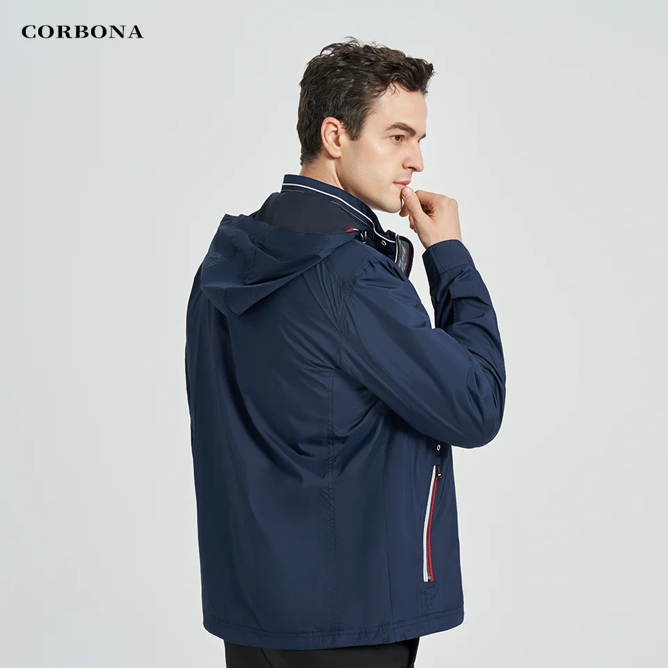 CORBONA-Casaco leve de manga comprida masculino, parka destacável, casaco à prova de vento, moda casual, primavera e verão, novidade, 2022