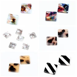 Leopard Print,Tortoise Shell leopard Charm,Acetate Acrylic Bead,Squar Shaped,Boho Jewelry,Earring Parts,Ohrringe finding