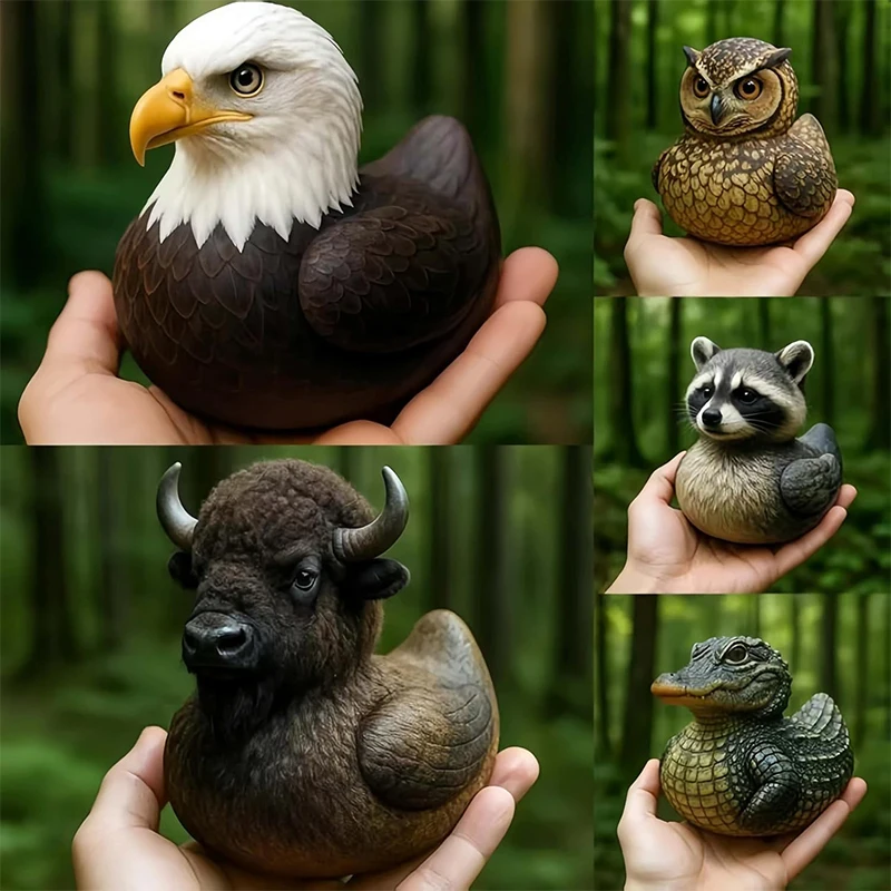 

Handcrafted Wildlife Decoration Wildlife Duck Figurine Resin Eagle Ornament Buffalo Sculpture for Nature Lovers Wildlife Series