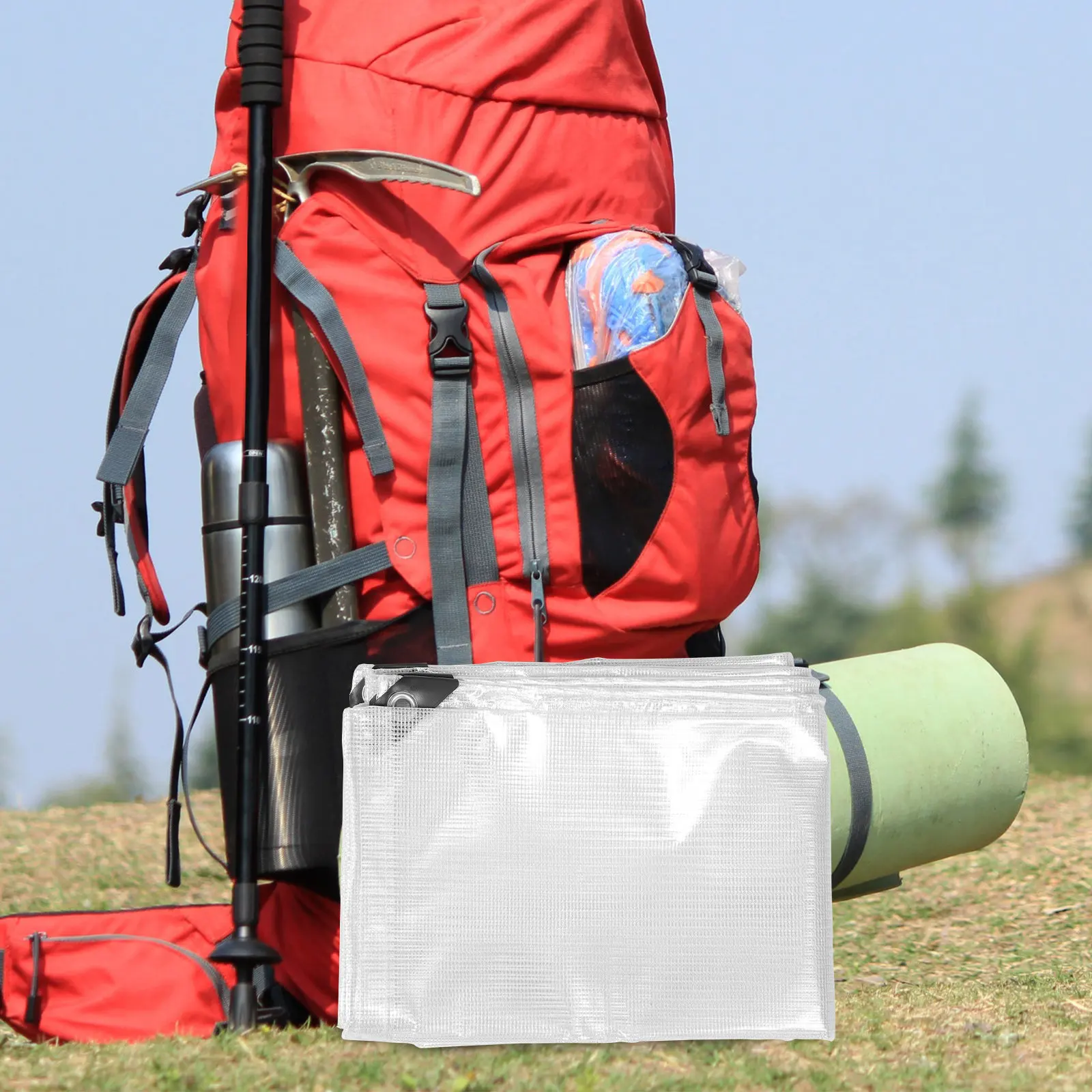 

Waterproof Tarp for Camping Hiking Trips Portable Lightweight PVC Tarp Multi-Use Outdoor Protective Ground Sheet