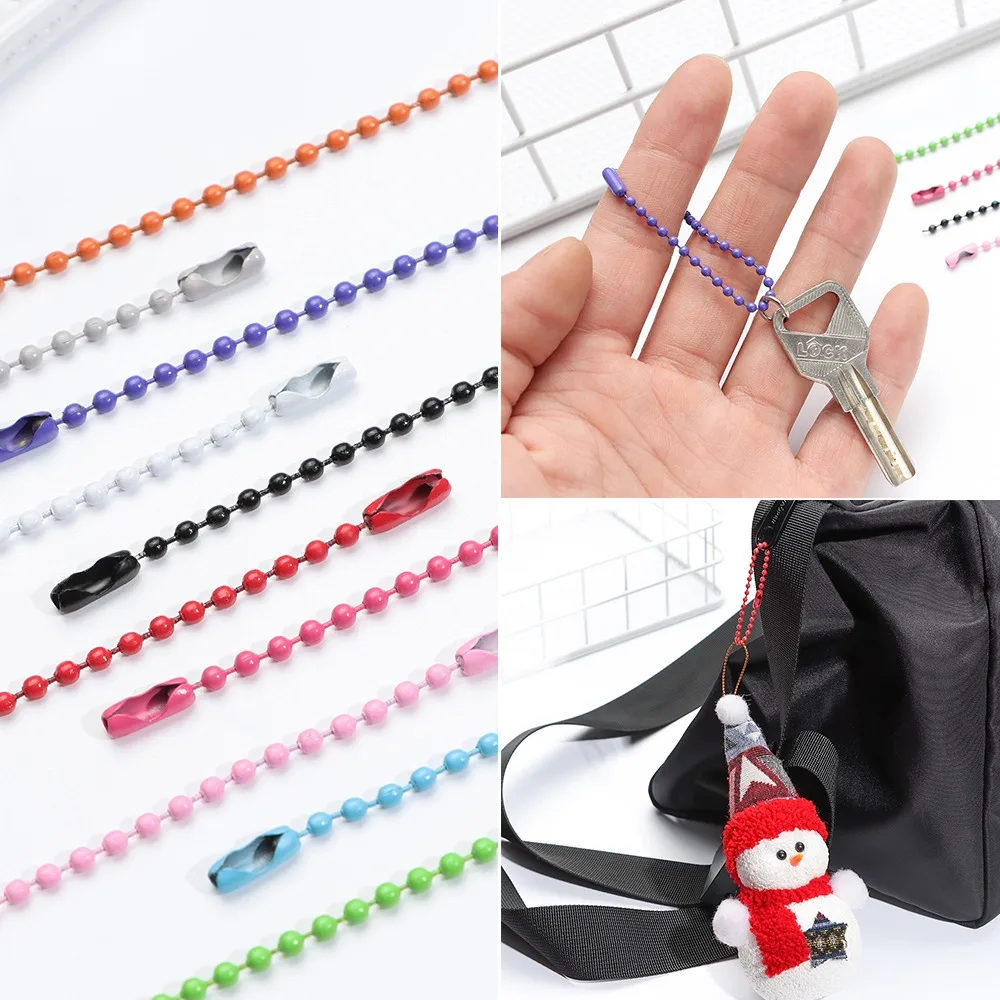 50/100PCS New 10cm Ball Bead Chains Metal DIY Key Chain Handmade Dolls Label Hand Tag Connector Doll