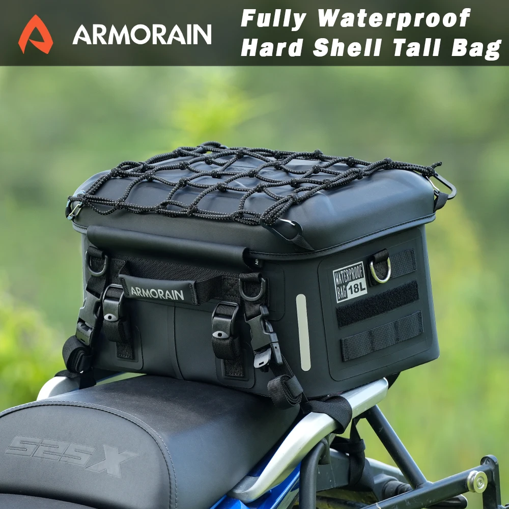 

ARMORAIN 18L Motorcycle Tail Bag Hard Shell Waterproof Camera Equipment Rear Seat Luggage Bag for Motorbike Touring