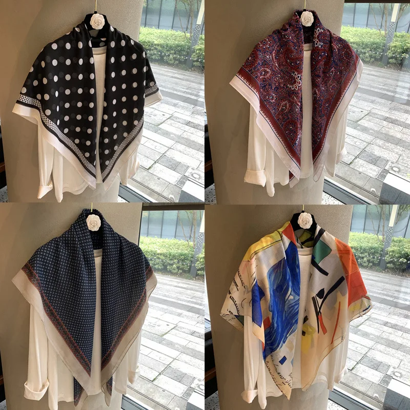 Pañuelo vintage con estampado de lunares, ligero y fino, con tacto de algodón, pañuelo cuadrado, chal parasol, pañuelo para la cabeza, pañuelo tipo cinturón, pañuelo de seda