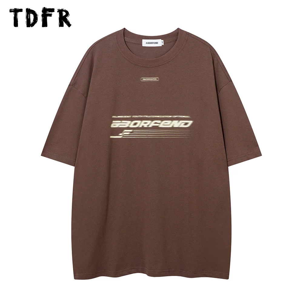 

Letter Print Short Sleeve T-shirt Mens Simple Loose Summer Half-Sleeve Crew Neck Cotton Tee Men