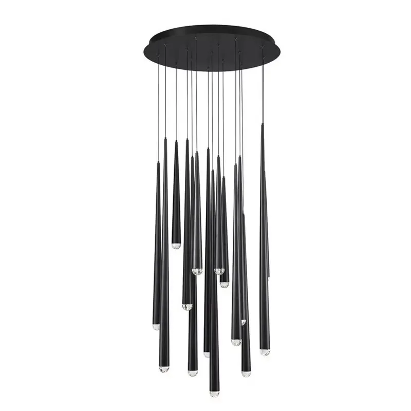 Custom Material Metal Tube Linear Chandelier LED Smart Remote/App Control Anti-Glare High Brightness Home Indoor Lighting 3-Year