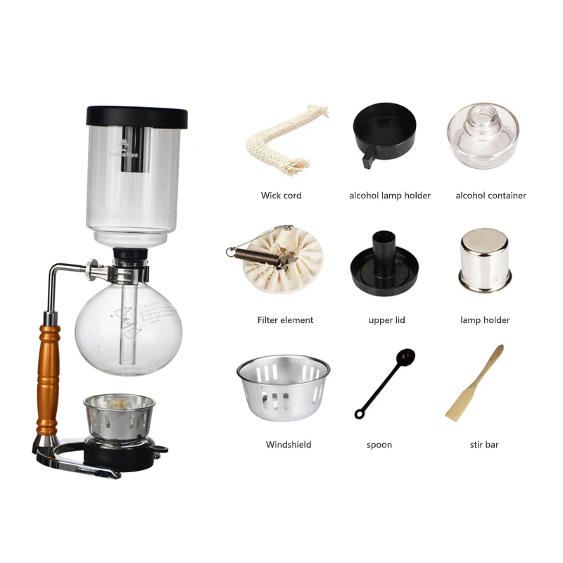 Japanese Style Barista Coffee Siphon Maker Replacement Tea Syphon Vacuum Pot Borosilicate Glass Coffee Machine Filter