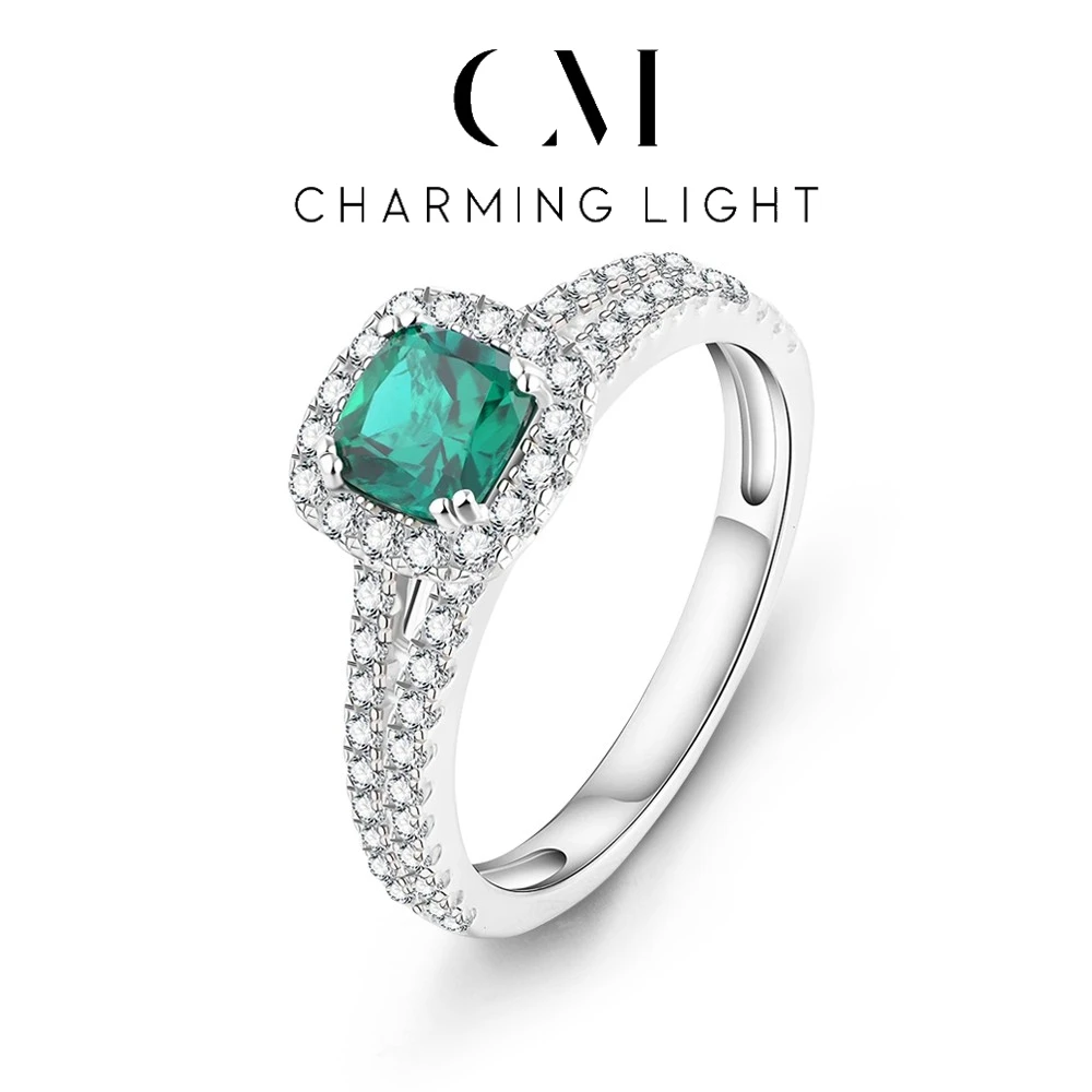 

CHARMING Luxury Emerald Corundum Gemstone Ring for Women 100% 925 Sterling Silver Wedding Party Fine Jewelry Gift Hot Sale 2025