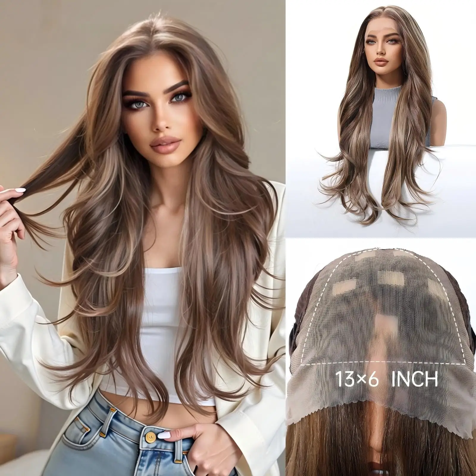 

Синтетические парики Topshe: темно-коричневые с блонд-оттенками, кудрявые, для женщин, длинные коричневые кудрявые волосы, парик с фронтальной шнуровкой 13*6, термостойкие