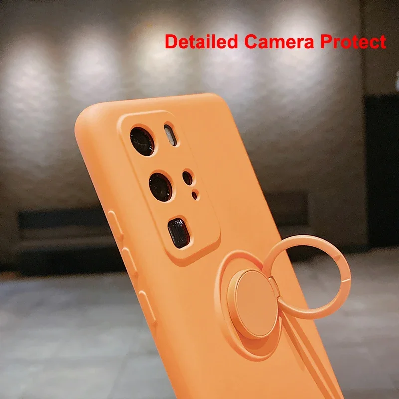 for OPPO Find X3 Neo Reno 5 Prp Plus 3 A91 F15 A31 2020 A8 A11 A9 A52 A72 A92 Case Liquid Silicon Matte Ring Holder Stand Cover
