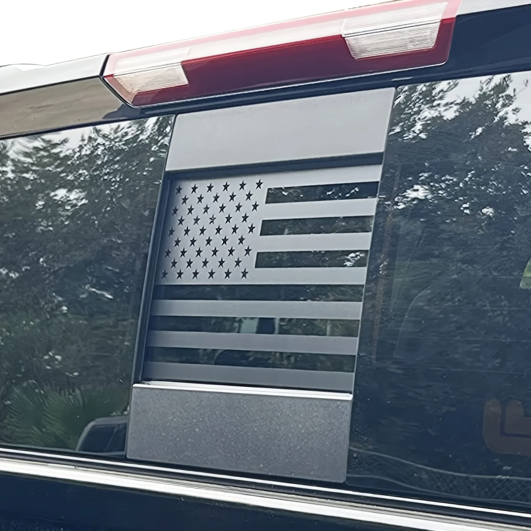 Pegatina autoadhesiva para ventana trasera con bandera americana negra mate para Ford F150, F250, F350 (2015-2023)
