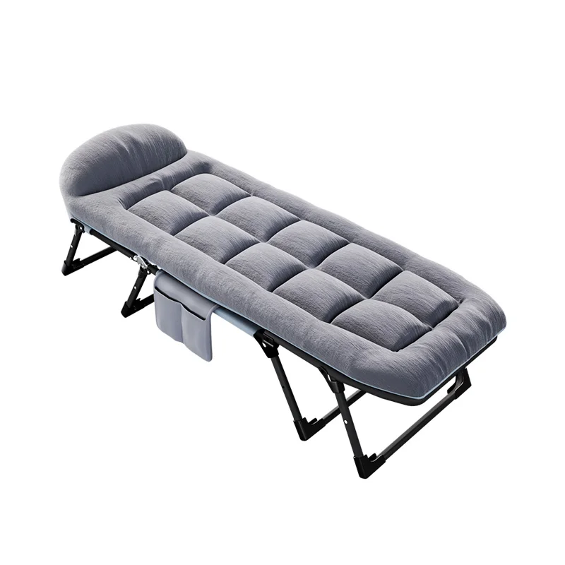 Campingbett, gepolstertes Campingbett, faltbares Campingbett, Reisebett mit Kissen und Tasche, Baumwolle und Leinen (190 x 65 cm)