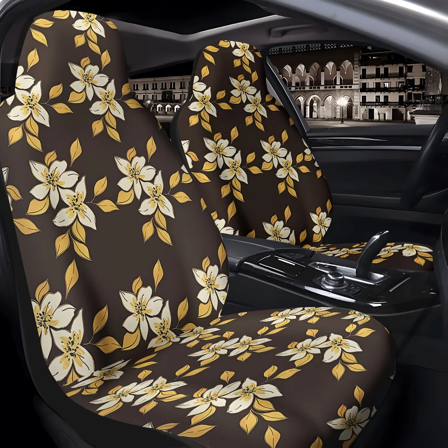 2pcs Fresh Floral Pattern Car Seat Covers, Cute Car Interior Seat Accessories Front Seat Protectors For Cars, Trucks, Vans, SUVs