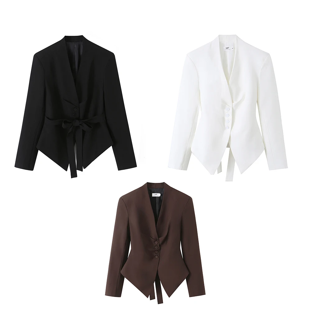 

European and American style women's clothing new fashion versatile solid color pleated design waist cinching short suit