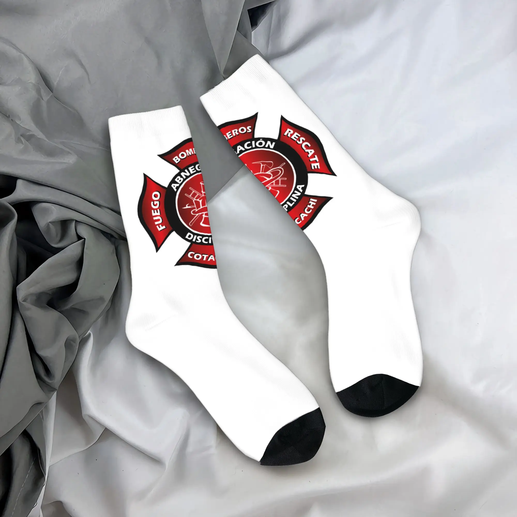 

Custom Bomberos Firefighter Dress Socks Mens Womens Warm Fashion Novelty Fireman Fire Rescue Crew Socks