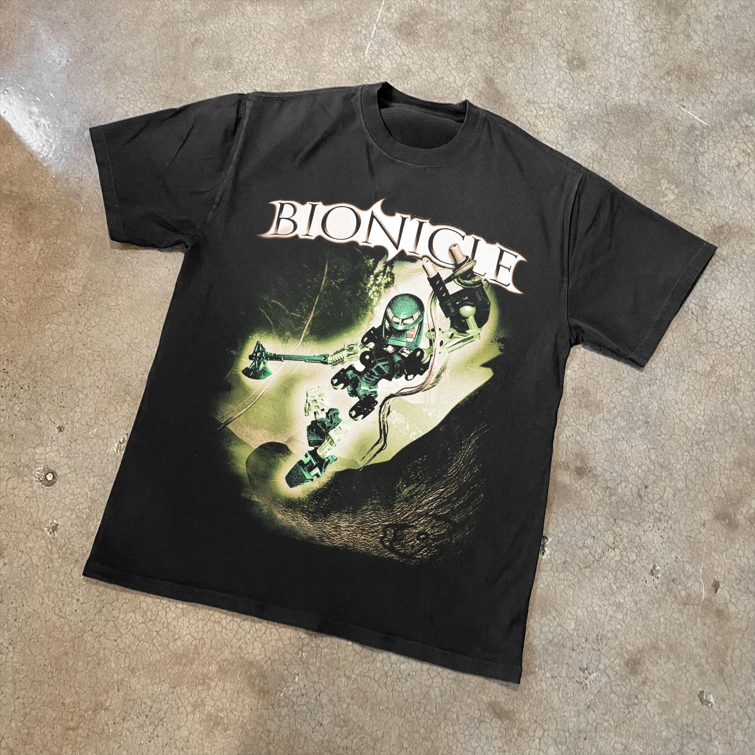Camiseta gráfica Bionicle para hombre y mujer, camiseta informal inspirada en juegos retro, camiseta negra de manga corta