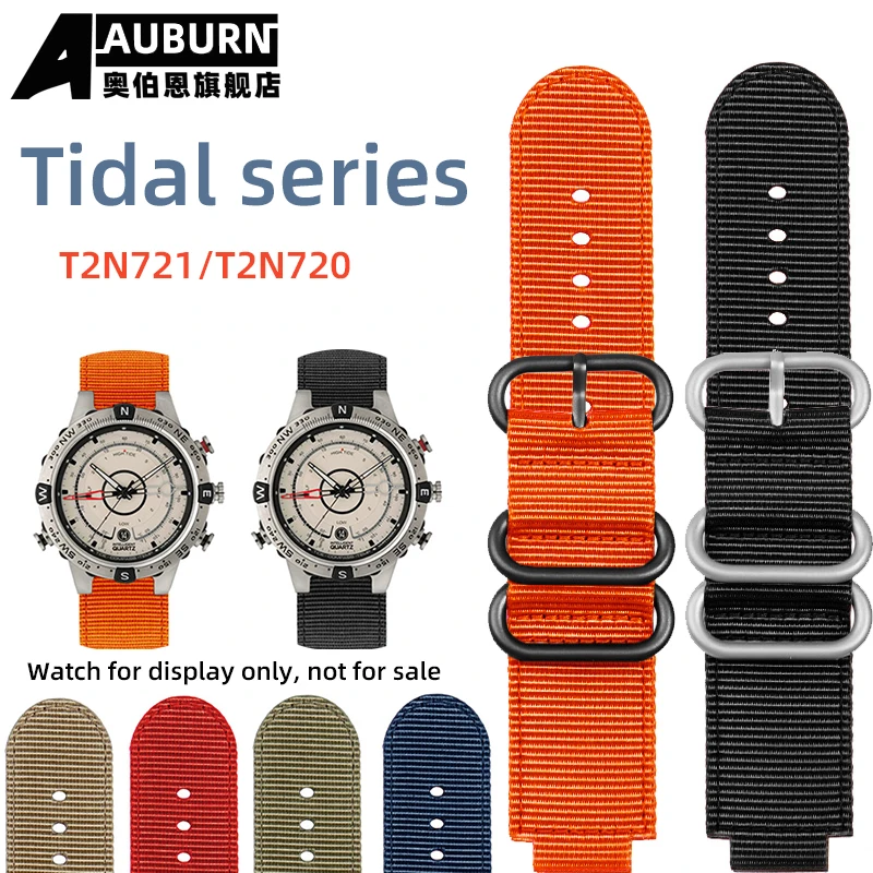 24x16mm Convex Metal ring nylon Watchband For TIMEX Tidal T2N721 T2N720 TW2T76500 TW2T76300 Sport breathable Canvas Watch Strap