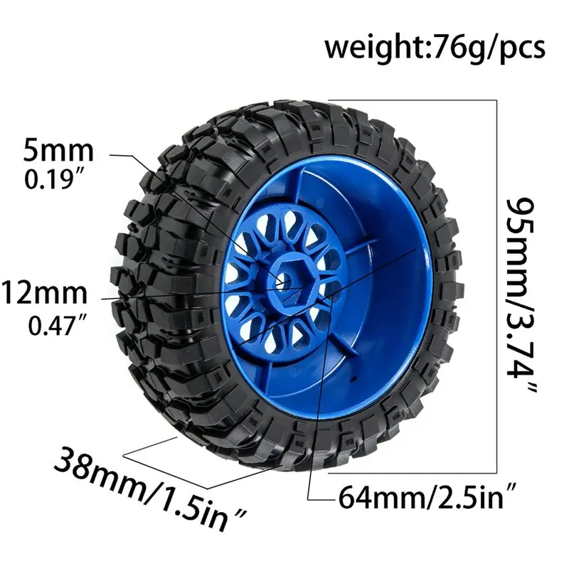 YSUN-RC Car Replacement Tyres 1/10 1/12 Scale Short Course Truck Tire 12Mm Hex Wheel Set For HSP Feiyue FY08 Wltoys GTFANS M60 2