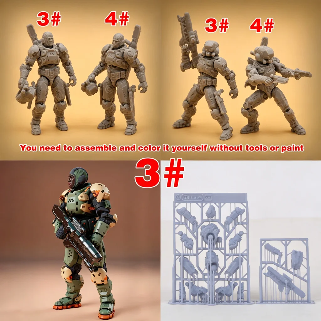 1/35 Modellbausatz, unbemalte, selbst zusammenzubauende Resin-Miniaturfiguren, Sci-Fi-Weltraum-Kampftrupp, Diorama-Szene – Detail 2