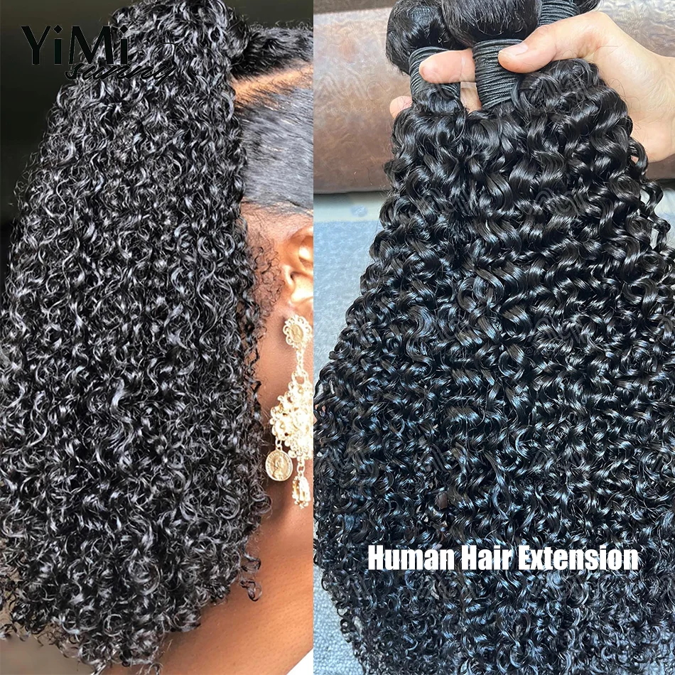 Yimisunny-mechones de cabello humano virgen indio 100% sin procesar, extensión de rizo, trama de cabeza completa, venta al por mayor, 100G, 4 unidades por paquete