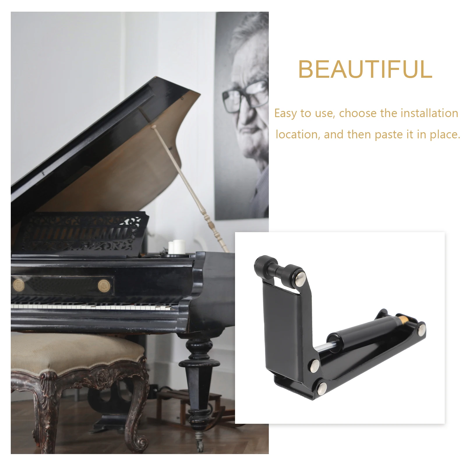 

Piano Slow Closing Device Metal ABS Rubber Durable Anti Pinch Accessory Black Color Easy Use Long Service Life Keyboard Parts