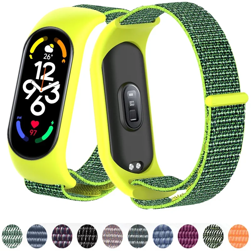 Bracelet For Mi Band 6 7 Strap Nylon Sport loop watch Belt Pulseira Correa Mi band 4 Wristband for xiaomi Mi band 5 4 3 Bracelet