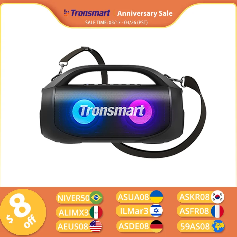 Tronsmart Bằng SE Loa Mạnh Mẽ Loa Di Động Với Bluetooth 5.3 Di Động, Tay Cầm, 24 Giờ Giờ Chơi, cho Đảng, Cắm Trại