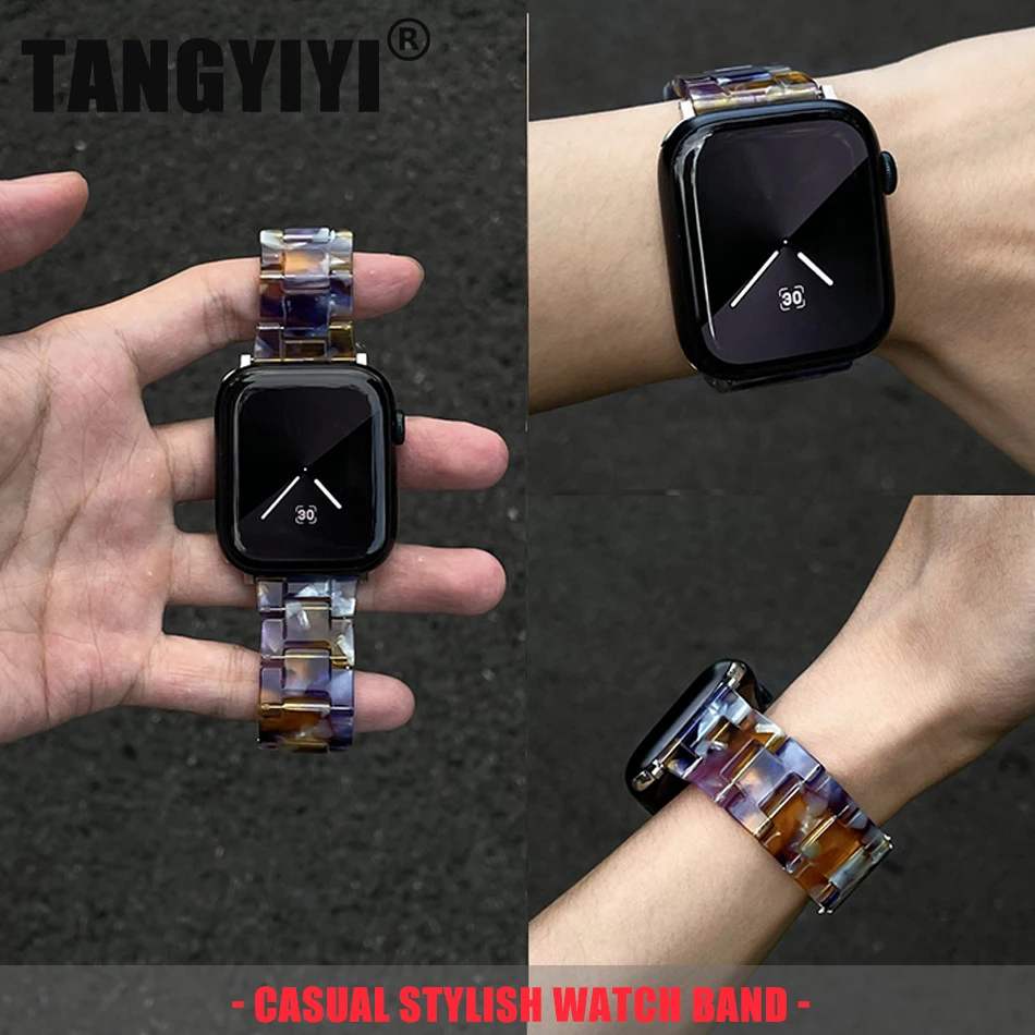 

Vibrant Marble Pattern Resin Strap For Apple Watch Series S11/10/9/8/7/6/5/SE/Ultra Watch Band iWatch 49/46/45/44/42/41/40/38mm