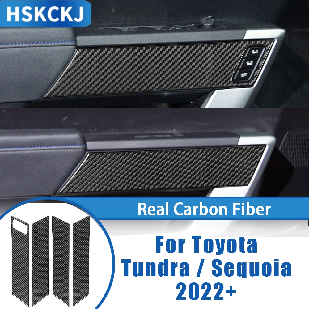 

For Toyota Tundra Sequoia 2022+ Car Accessories Carbon Fiber Door Inner Armrest Panel Interior Cover Trim Sticker Modification