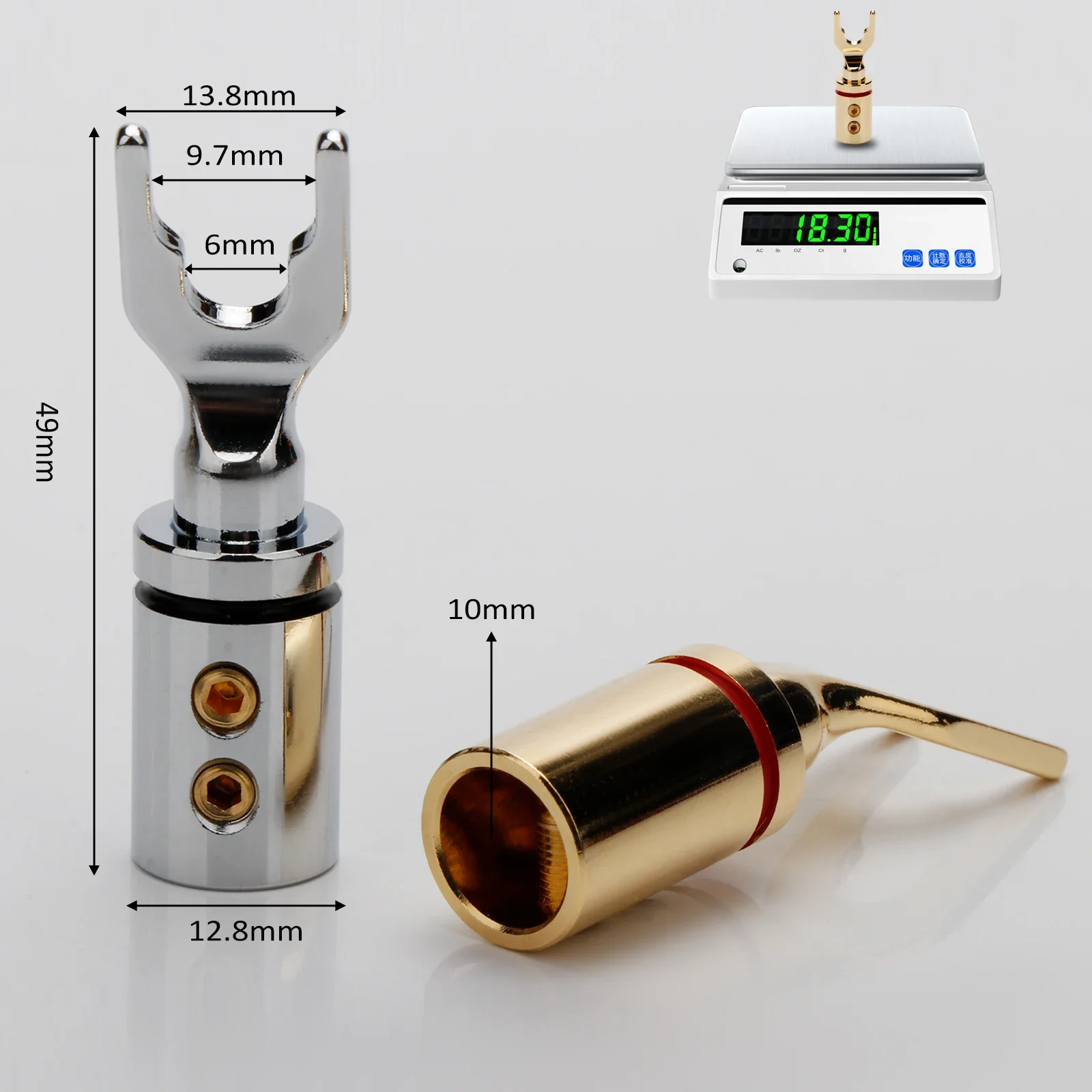 Preffair SY1506 Rhodium Plated Speaker Cable Connector Plug Audio Y Spade Connector Plug