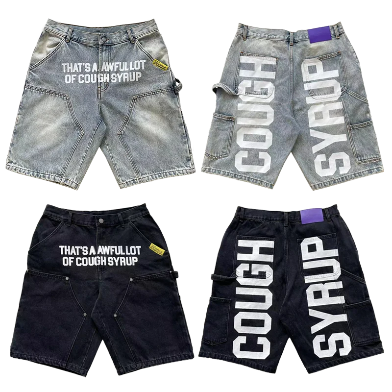 

Повседневные хлопковые джинсовые шорты с принтом, прямой крой, летняя одежда для молодых мужчин, для ежедневного использования, удобные, дышащие, свободного кроя