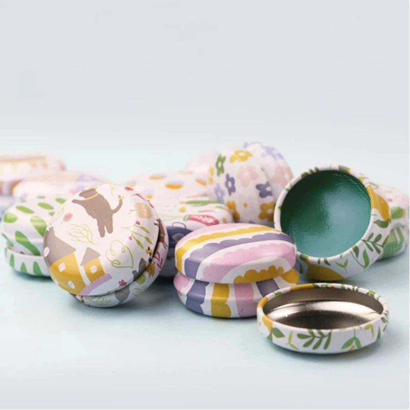 12PC Mini Exquisite Retro Flower Empty Round Tin Box Jars Portable Solid Ointment Packaging Boxes Metal Pill Jewelry Storage Box