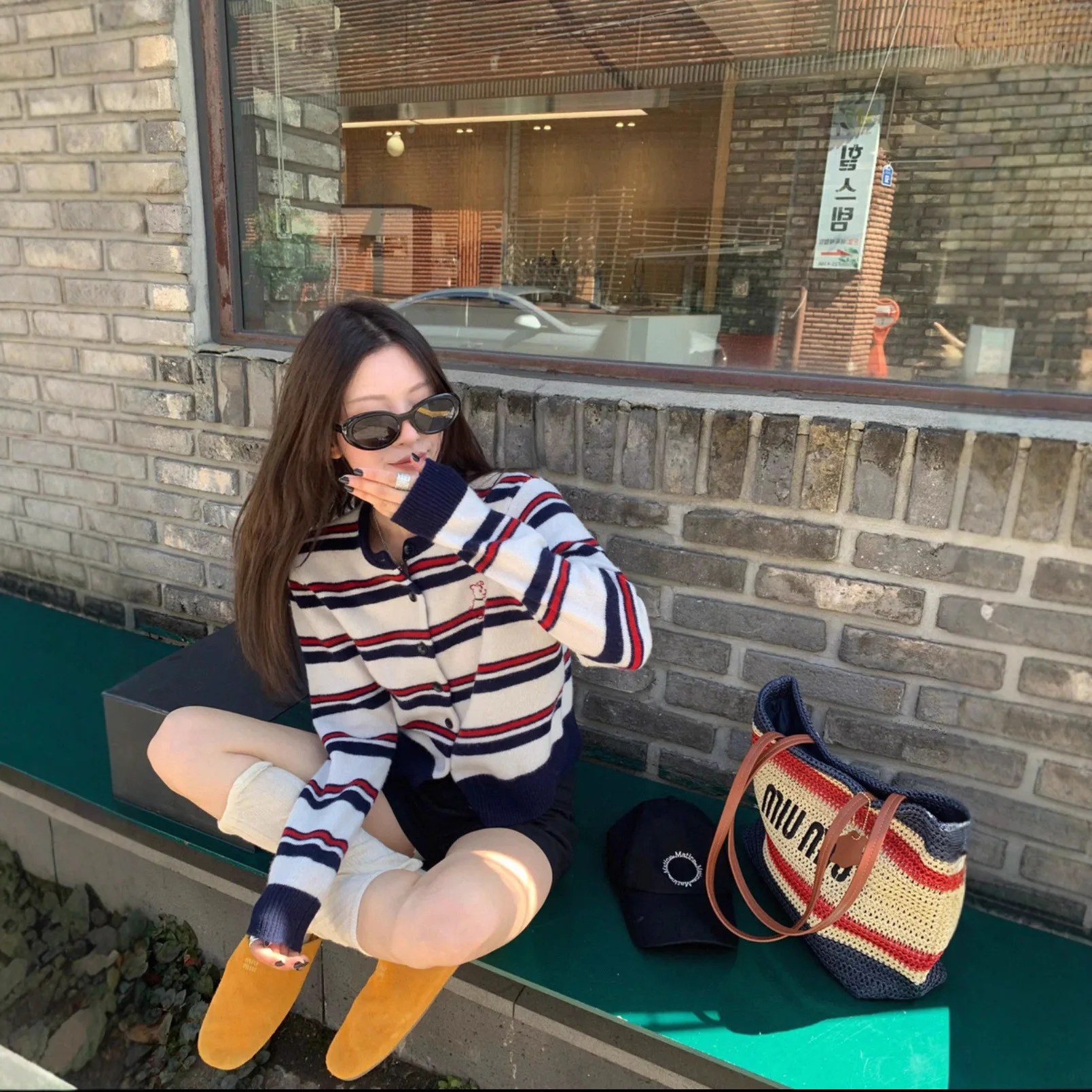 2026 Cute Puppy Print Women Long Sleeve Knit Top Striped Crew Neck Open Cardigan Lazy Style Fashion Versatile Casual New Tops
