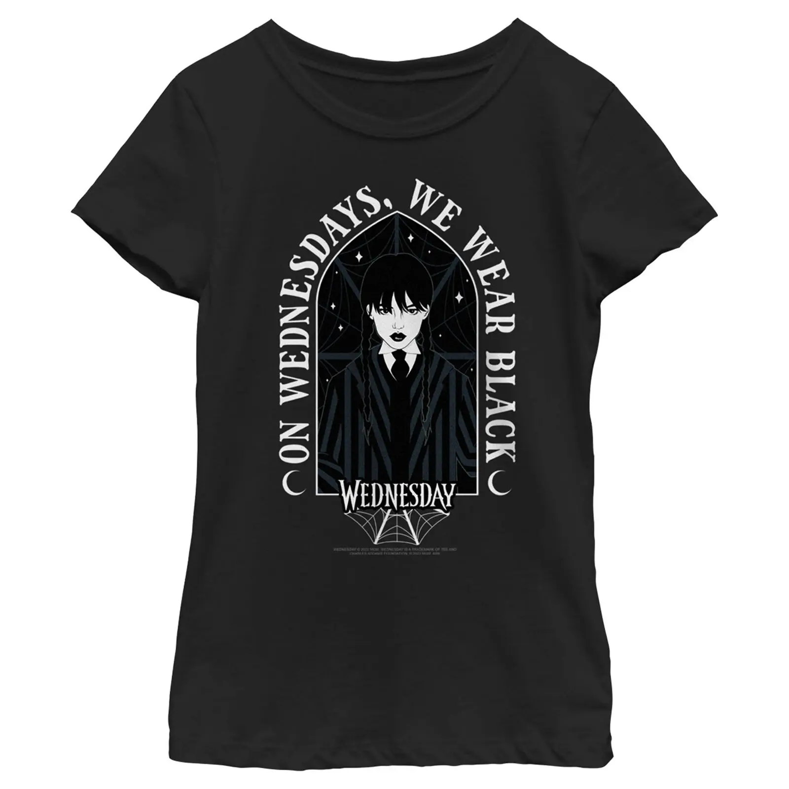 

Girl's Wednesday We Wear Black Portrait T-Shirt