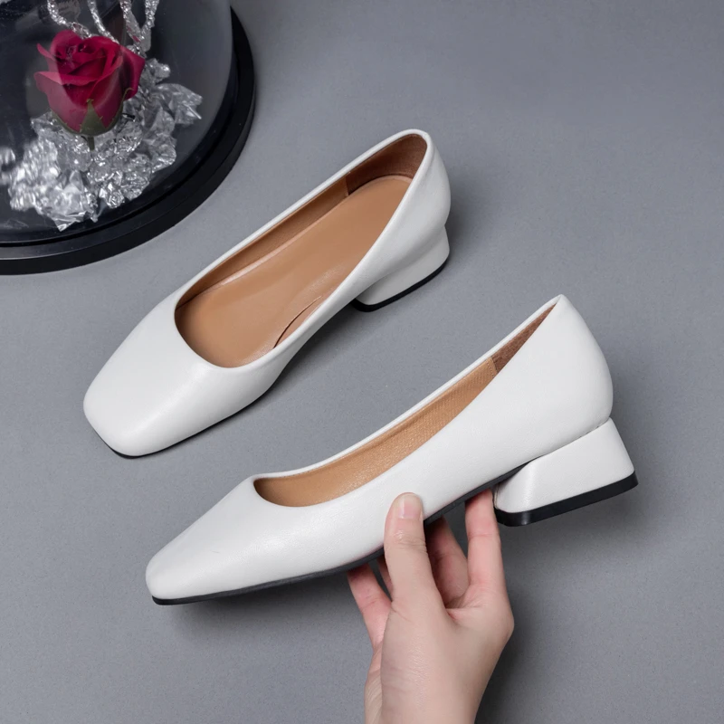 

New Style Flat Women Loafers Simple Low Heels Office Work Casual Shoes Slip on Flat Footwear Ladies Square Toe Shoes Work Shoes