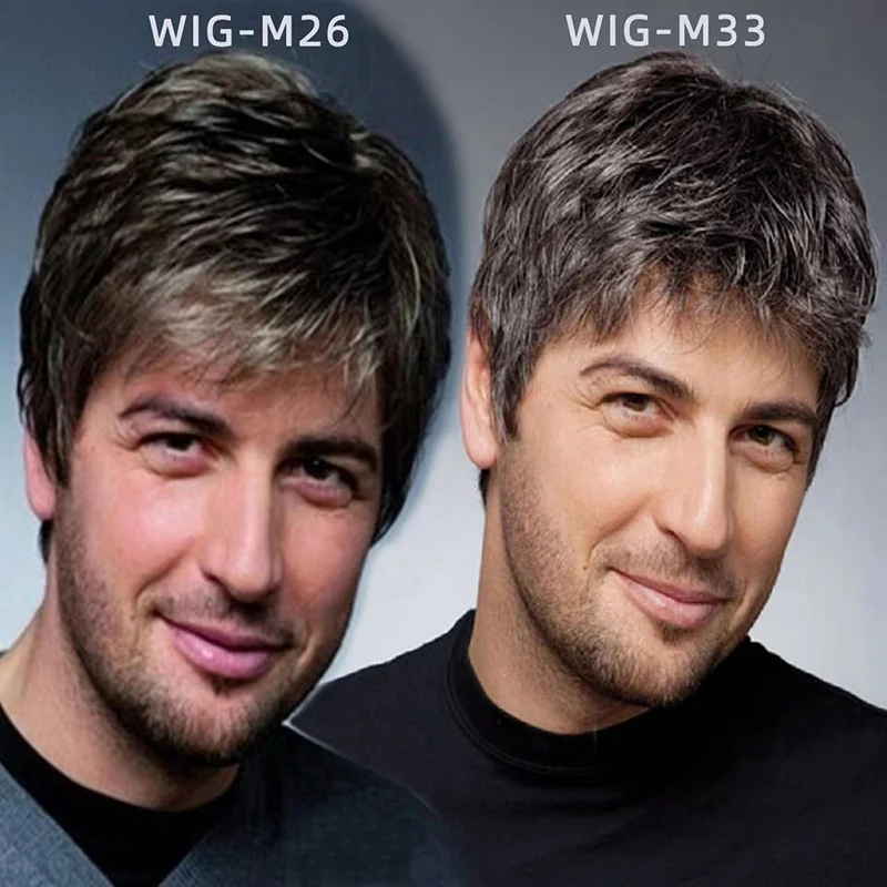 남성용 일상복 드레스업 가발 귀덮개 긴 머리 연회복 세트 합성 화학 섬유 가발 파티 남성용 짧은 머리